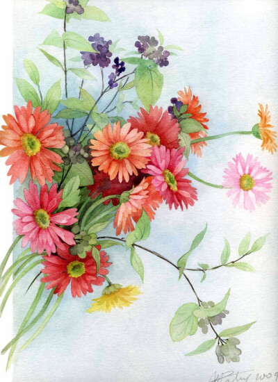 法国艺术家Anne-Marie Patry-Belluteau花与海的水彩画集。她的画风清丽细腻，暗香浮动与一碧万顷跃然纸上。作品轻快、优雅，令人心旷神怡，就好比富有迷人魅力的轻音乐。