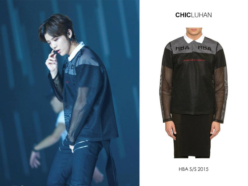 #鹿晗Reloaded演唱会#  #鹿晗# 《超级冠军》MV 造型，上衣 HBA S/S 2015，拉链裤 Saint Laurent Paris ，休闲鞋 Balenciaga 