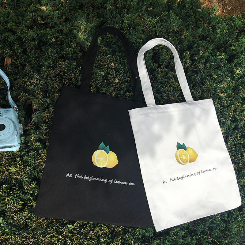 柠檬初上 原创水果帆布包女单肩手提简约文艺环保购物袋学生书包