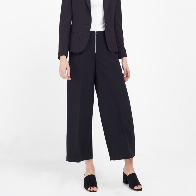 西嘉2016夏季新款欧美时尚休闲金属门襟拉链九分宽松小阔腿裤