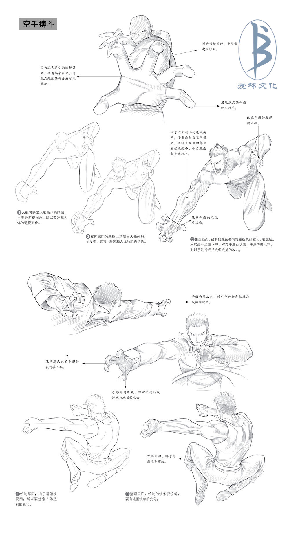 本案例摘自人民邮电出版社出版的《超级漫画手绘技法入门讲座：武术人物设定篇》--爱林文化制作
