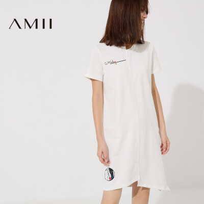 Amii2016夏装 艾米女装店亲子装印花短袖女士连衣裙