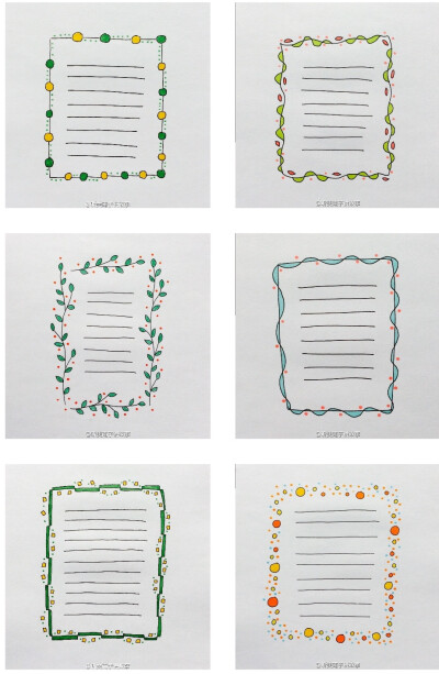 手帐教程；花边；排版；简笔画……简单实用又可爱的边框！画手@听美南子讲故事