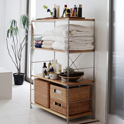 MUJI无印同款 SUS架日式多层橡木搁板层架 置物架书架 自由组合架