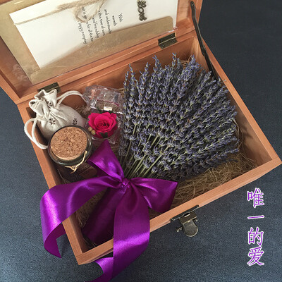 永生花薰衣草干花花束礼盒真花生日七夕情人节礼物永生花盒保鲜花