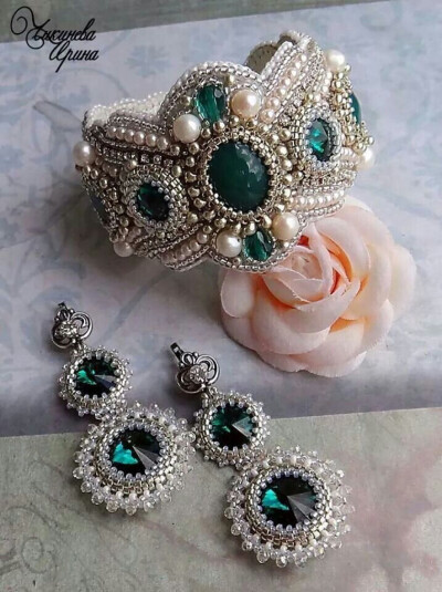珠绣，串珠，手镯，耳环