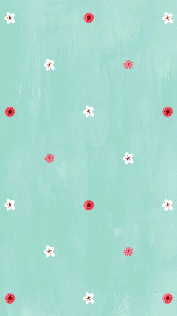 平铺手机壁纸空间背景纯色直叙简单水绿色小碎花