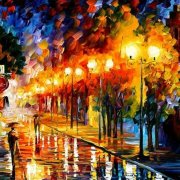 出生于白俄罗斯李奥尼德•阿夫列莫夫（Leonid Afremov），是继梵高之后，当代最著名的现代印象派艺术家。Afremov的作品用色大胆、明亮，传达出一种乐观精神。即使是在下雨天，他的画面也是流光溢彩，一扫雨天的阴霾…