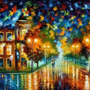 出生于白俄罗斯李奥尼德•阿夫列莫夫（Leonid Afremov），是继梵高之后，当代最著名的现代印象派艺术家。Afremov的作品用色大胆、明亮，传达出一种乐观精神。即使是在下雨天，他的画面也是流光溢彩，一扫雨天的阴霾…