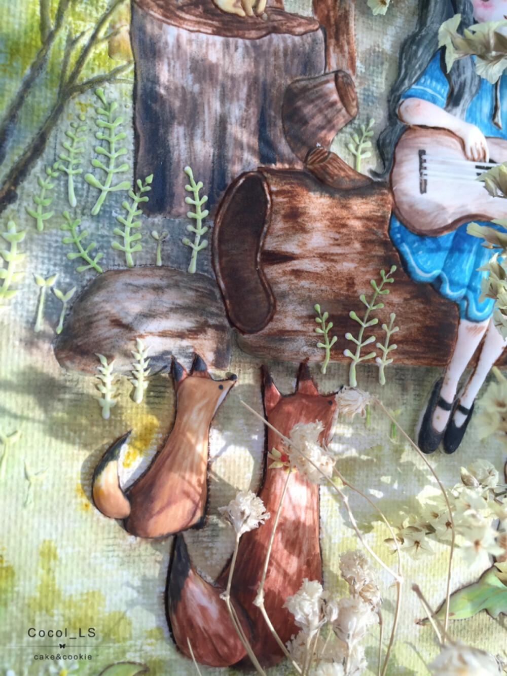 糖霜饼干 一直很喜欢韩国插画家Aeppol的作品 选了这张森林女孩 第一次挑战大背景 用浮雕的手法表现远近高低 可惜照片拍不出来 555～（2016.6）（微博：Cocol_LS）