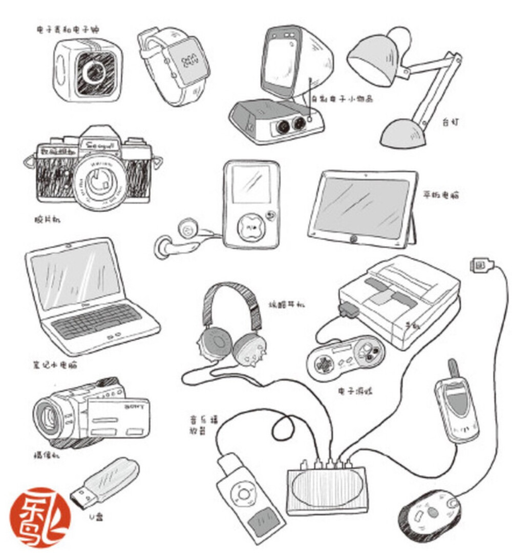 简笔电子产品