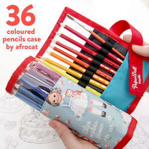 韩国afrocat 彩色铅笔收纳卷笔袋 36color pencils case3款选