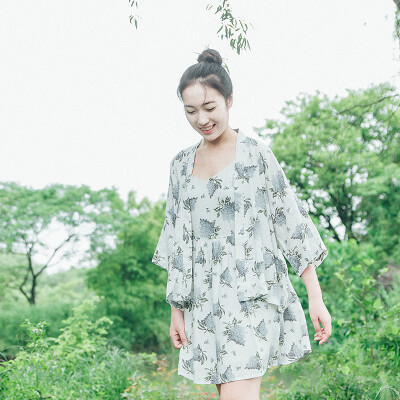 古早原创设计 夏季日系清新碎花上衣棉麻和风短外套花色防晒衣