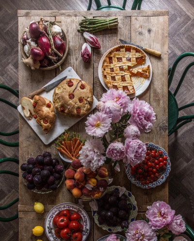 Flowers,cookies and fruits