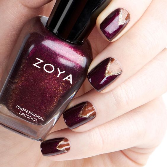 Chevron nail art featuring Zoya Nail Polish in Cinnamon, Fay & Jem: