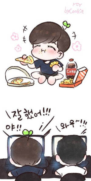 #边伯贤# 说好演唱会一结束就要吃披萨炸鸡的阿爸果然是光速般地行动了呢~！大概想象了下阿爸未来一段时间的生活。。。 《EX'ACT》是韩国男子组合EXO发行的第三张正规专辑。将于2016年6月9日公开。其中包含双主打曲《Monster》和《Lucky One》。 cr：cookie殿下 Q版手绘