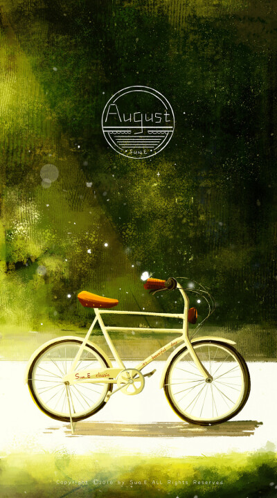 Hello,August-Sun.E_啊苞仔_插画,手机壁纸,小清新,八月,简洁,气氛图,治愈系_涂鸦王国插画