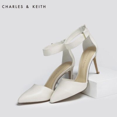 CHARLES&KEITH高跟鞋女 CK1-60920019 细跟绑带尖头单鞋
