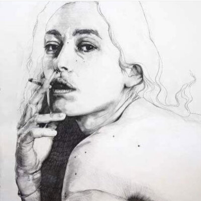 Old drawing #art #pen #girl #smoke