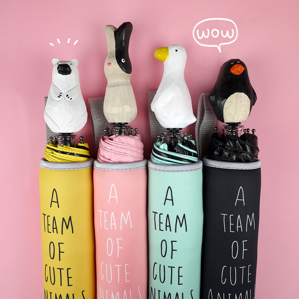 韩国动物手柄太阳伞男女折叠黑胶晴雨伞两用防晒伞防紫外线遮阳伞