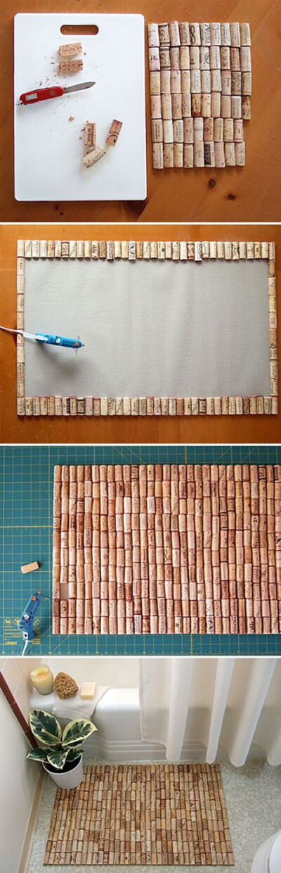 Easy Wine Cork Craft Ideas for the Home - DIY Wine Cork Bathmat - DIY
Projects & Crafts by DIY JOY at http://diyjoy.com/diy-wine-cork-crafts-craft-ideas