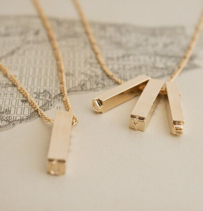 Initials Letterpress Necklace, $66