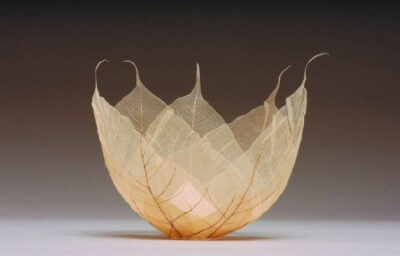编织艺术家Kay Sekimachi，以天然的叶子脉络为材，将其做成精美的碗状艺术品，把艺术还原于生活。