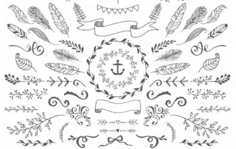 hand sketched material - deco & banner
