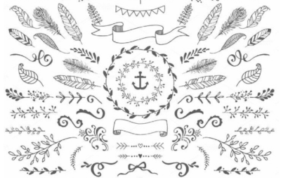 hand sketched material - deco & banner
