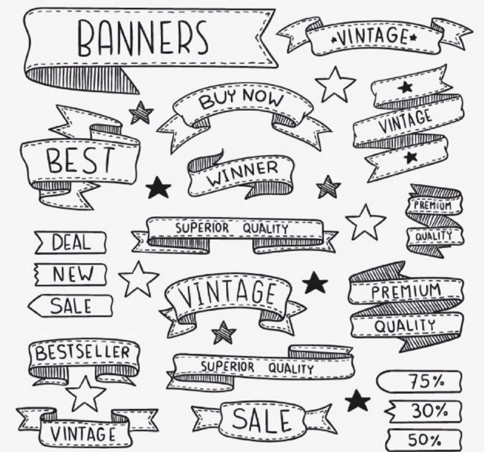 hand sketched material - banners