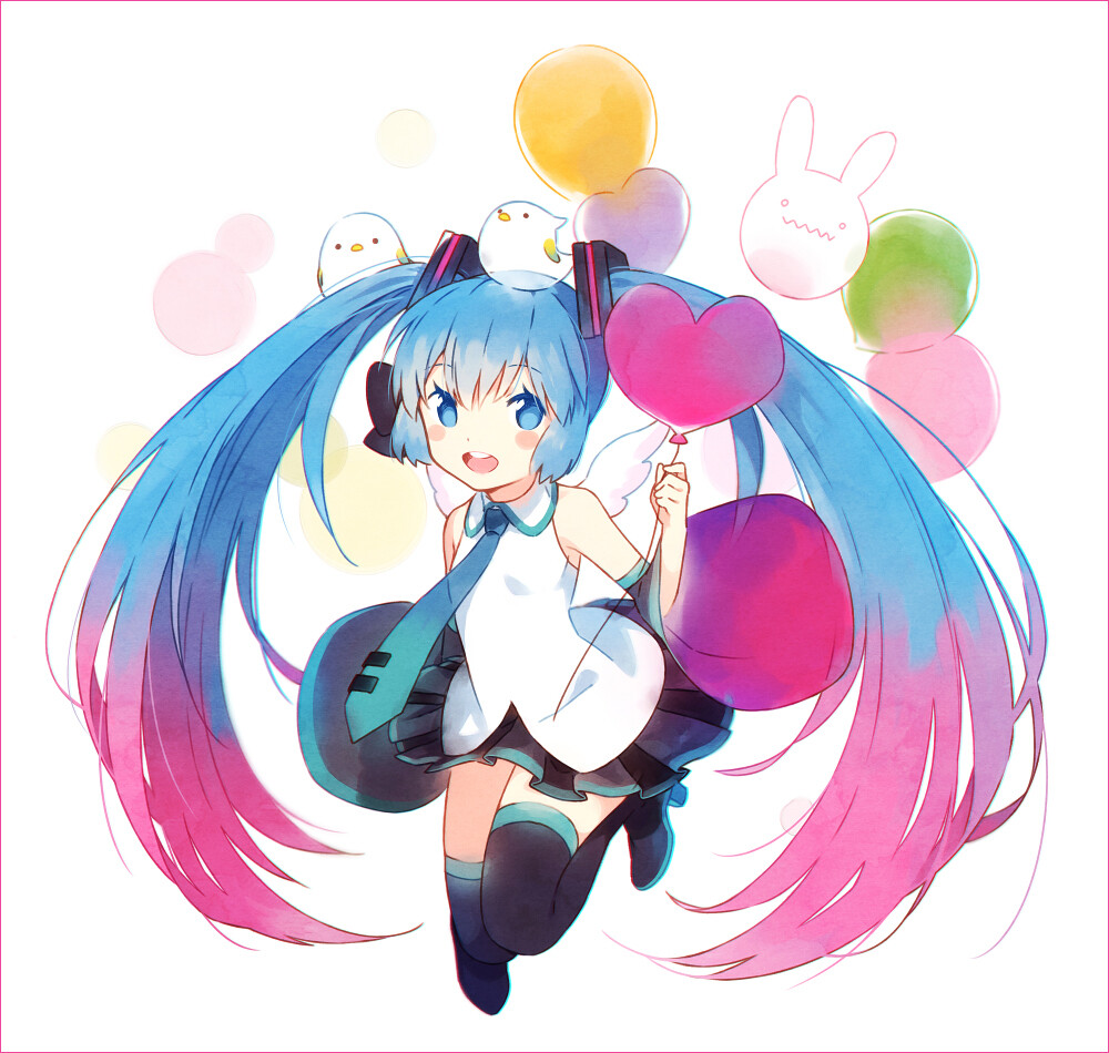 【id=58255739 画师：hakusaiラノベ仕事募集中 标题：】初音未来，V家，VOCALOID，气球，P站，动漫，同人，插画