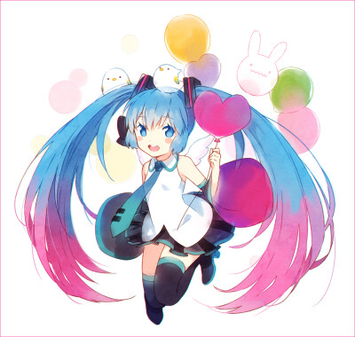 【id=58255739 画师：hakusaiラノベ仕事募集中 标题：】初音未来，V家，VOCALOID，气球，P站，动漫，同人，插画