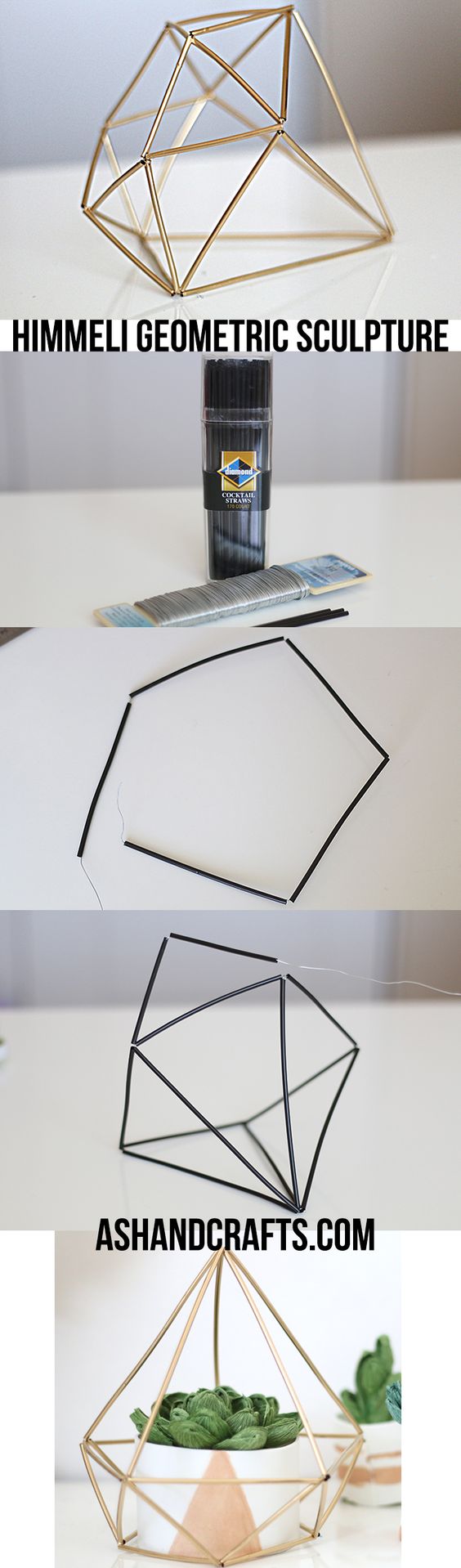 Learn how to create these chic himmeli geometric sculptures for a modern, sleek look.