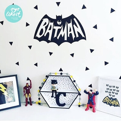 儿童房Batman蝙蝠侠墙贴纸 男孩卡通动漫背景墙饰 热卖ins北欧风