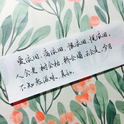 【纸片】“爱依旧、痛依旧，恨依旧、悦依旧。人会老，数会枯，桥会塌，云会走。岁月不知愁滋味，真好。”（琉玄）
