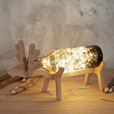 原创设计 小鹿灯 手工玻璃小鹿夜灯北欧风台灯 手工宜家台灯