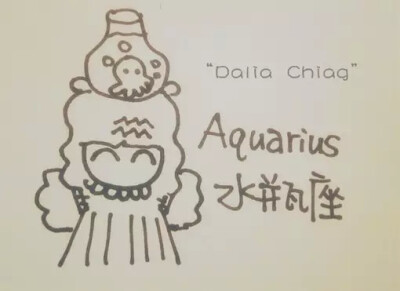 星座，水瓶，背景，手绘