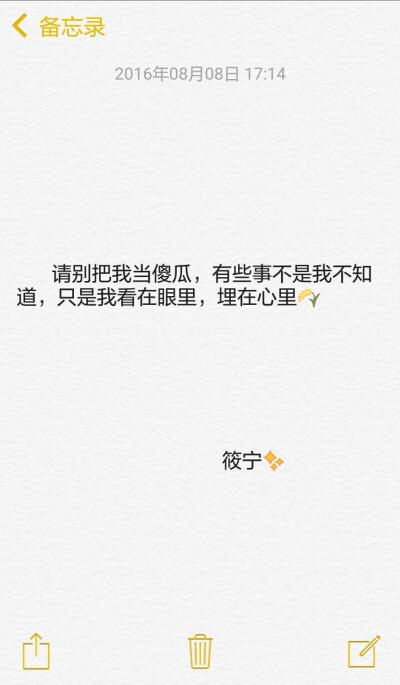 请别把我当傻瓜，有些事不是我不知道，只是我看在眼里，埋在心里。