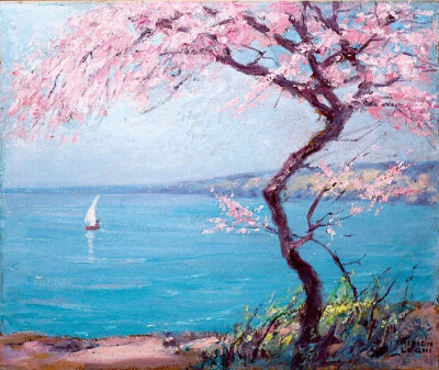 图为希腊画家Kimon Loghi (1873-1952)的作品《比亚里茨海滩》。微风是清凉的，天空是蔚蓝的。我无保留地爱着这生命，愿意自由地谈论它。