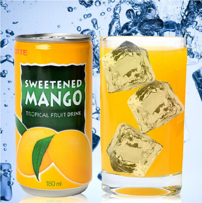 韩国原装进口LOTTE乐天芒果汁180ml休闲进口果汁饮料饮品