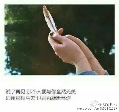 说了再见 那个人便与你全然无关
即便互相亏欠 也别再藕断丝连