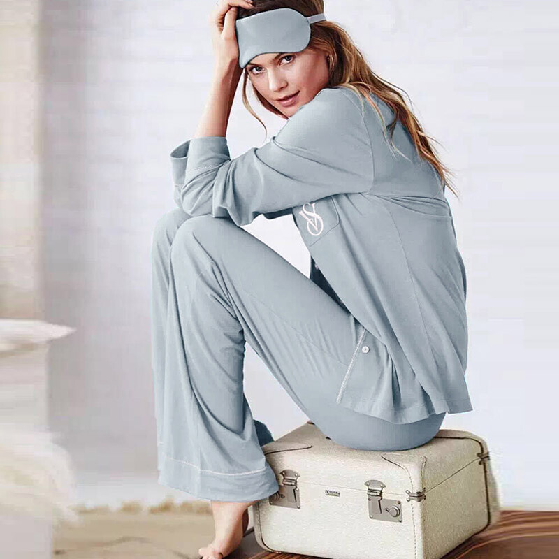  错过哭！大牌舒适到炸掉的家居服女睡衣套装 长袖+长裤+眼罩