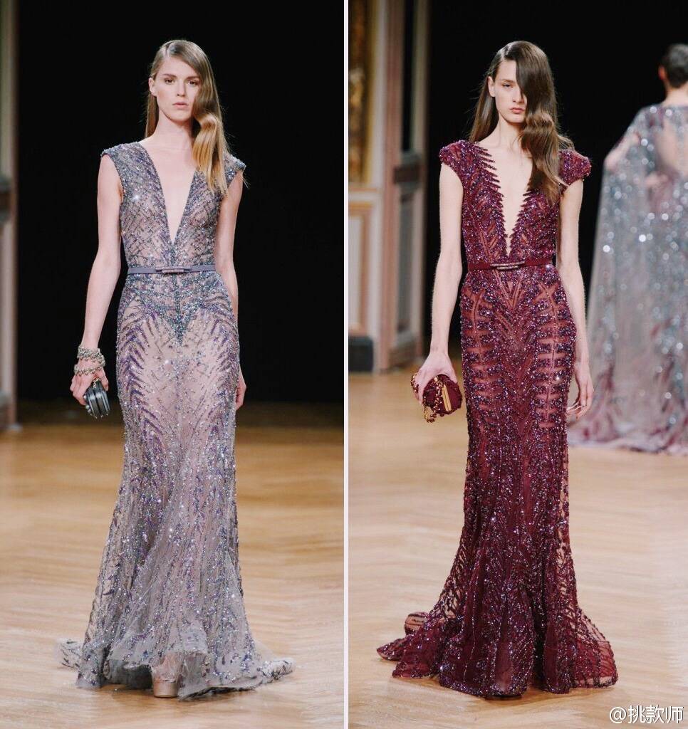 Ziad Nakad Fall 2016 Couture｜同样来自黎巴嫩的仙牌，有别于Zuhair Murad 跟Elie Saab 的是立体感超强的雕花，格纹状或者竖状的底纹。