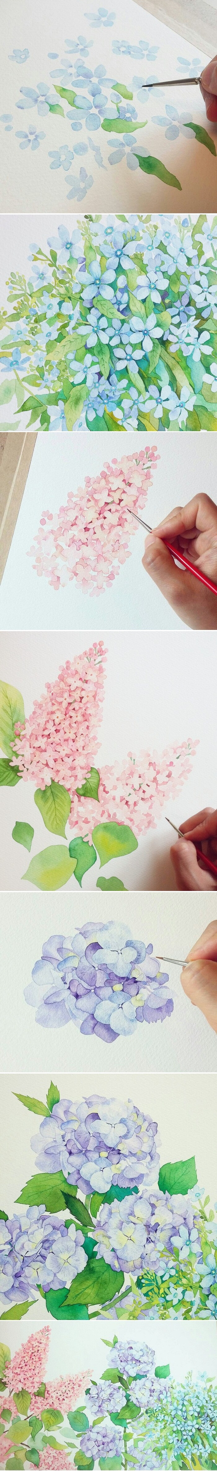 lovely blossom 水彩画教程 韩国画师김소라