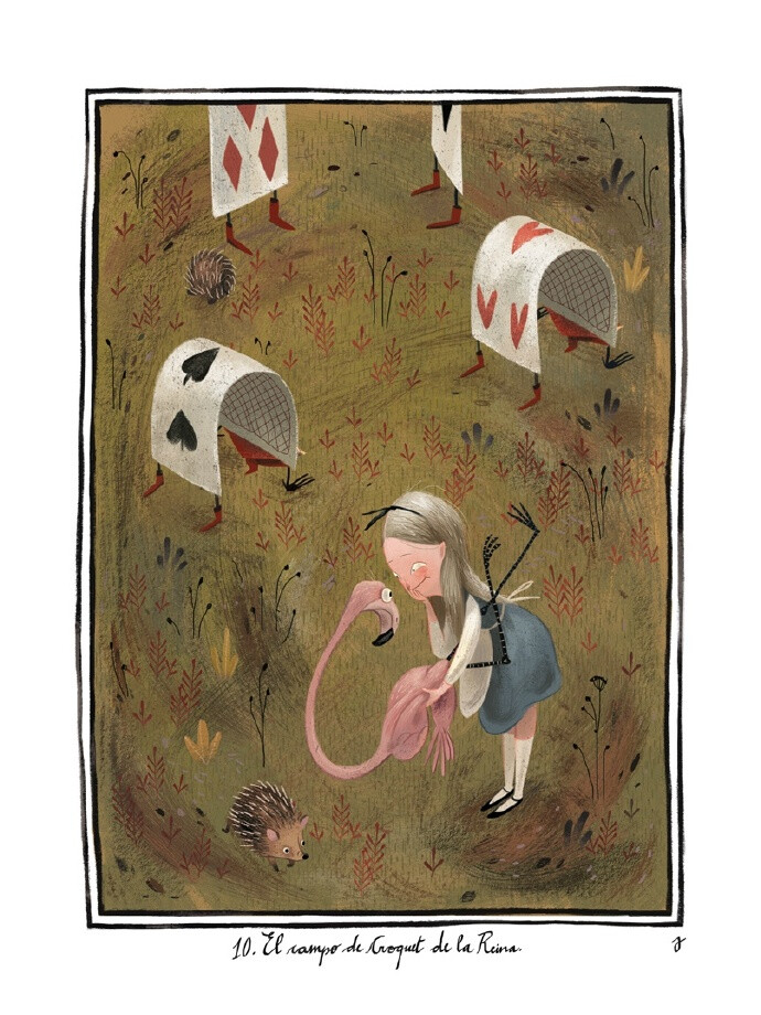 #云朵推荐# 西班牙插画师Júlia Sardà曾为皮克斯及迪士尼团队完成許多插画，包括《爱丽丝梦游仙境》、《镜中奇缘》、《秘密花园》、《巧克力冒险工厂》、《绿野仙踪》等，分享一组超级精彩的爱丽丝梦游仙境的插图~