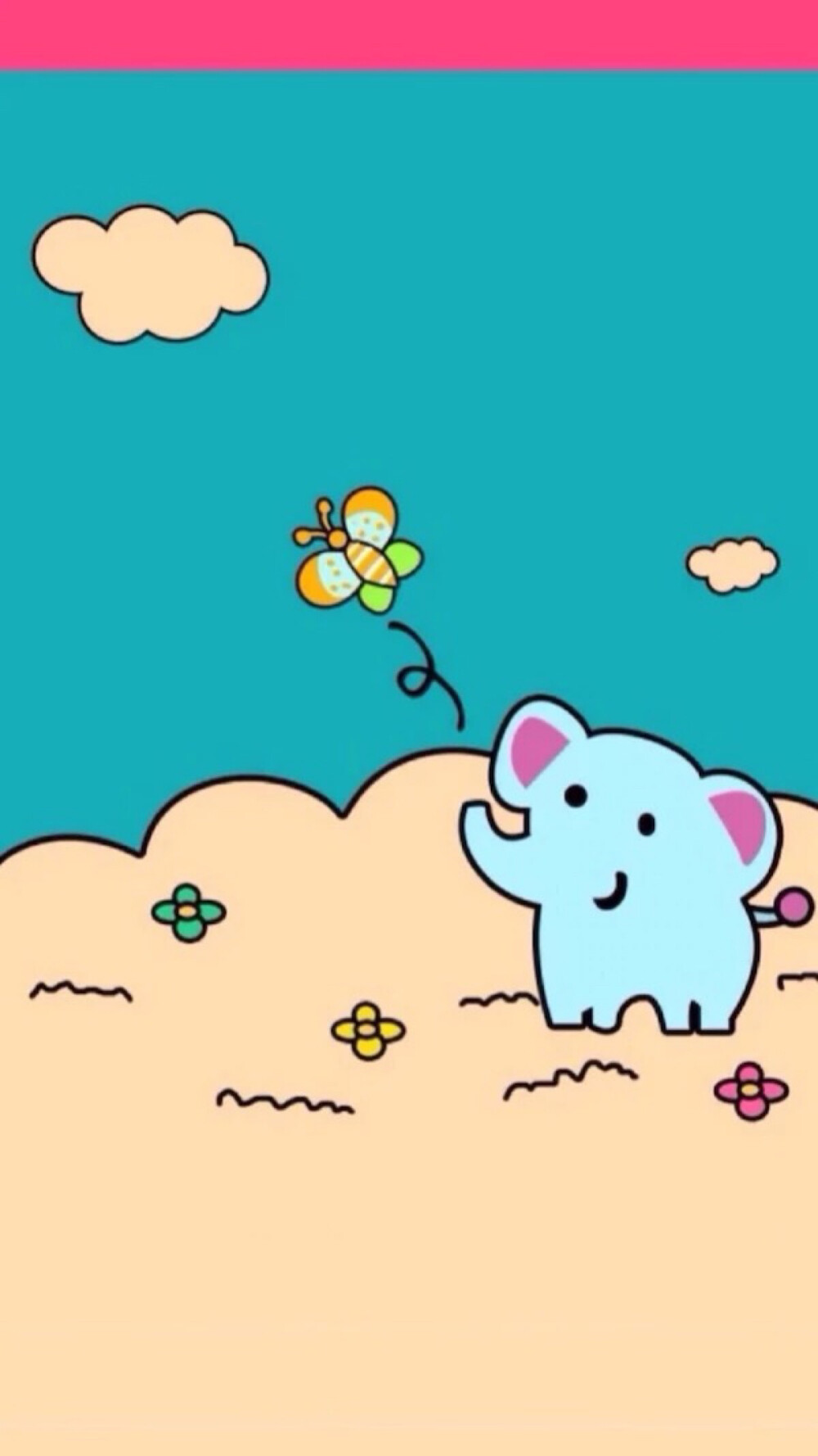 可爱简单插画萌物大象手机壁纸78637871