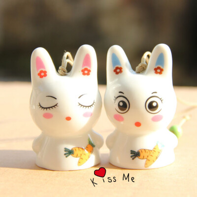 日式萌物 可爱小兔子创意风铃挂饰门饰 陶瓷风铃 儿童小礼物