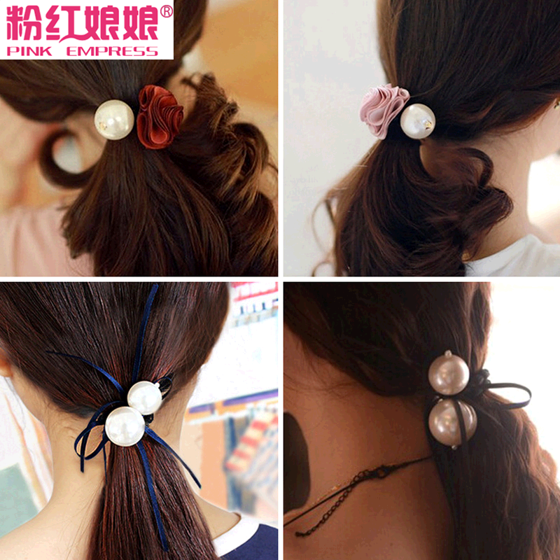 韩版小饰品 花朵珍珠皮筋发绳头饰发圈扎头发头花发带女发饰头绳