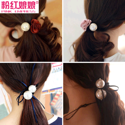 韩版小饰品 花朵珍珠皮筋发绳头饰发圈扎头发头花发带女发饰头绳