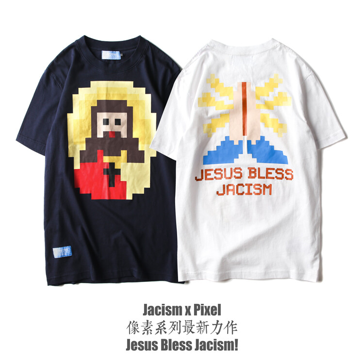 Jacism 16SS 店庆特别版 Jesus Bless Jacism 像素系列短袖T恤